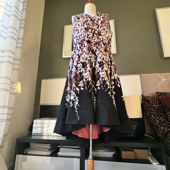/ White House Black Market Black Floral Printed High Low Party Dress US 10 - Picture 11 of 11